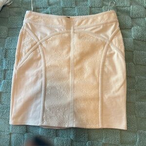 Free People Seashell Peach Floral Lace Inset Pencil Mini Skirt Side Zip Sexy Med